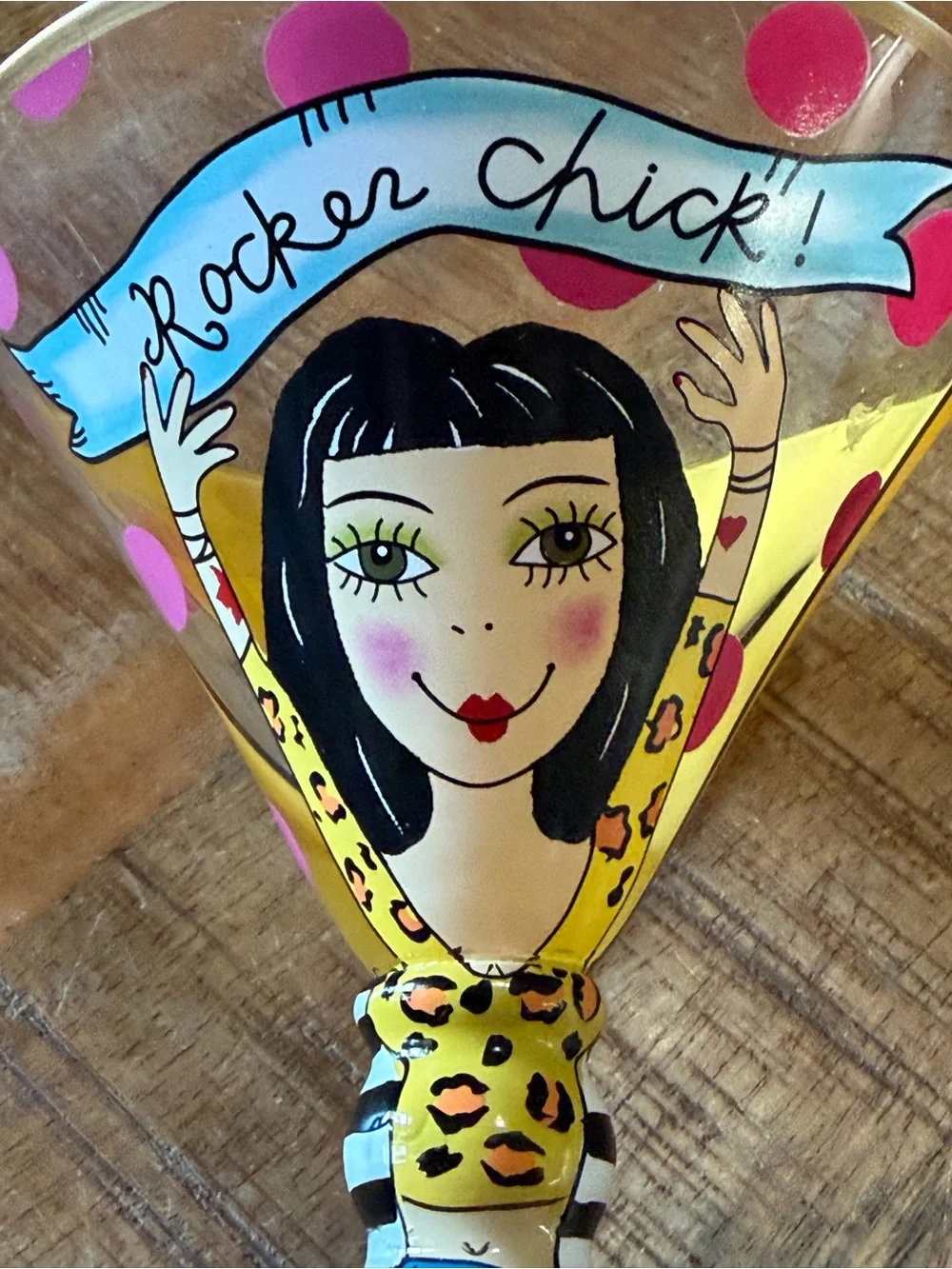Appletree Design Hand Painted By Babs Rocker Chic Martini Glass Signed 5oz.